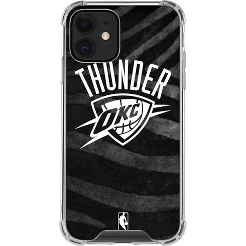 NBA Oklahoma City Thunder Black Animal Print iPhone 12 Clear Case