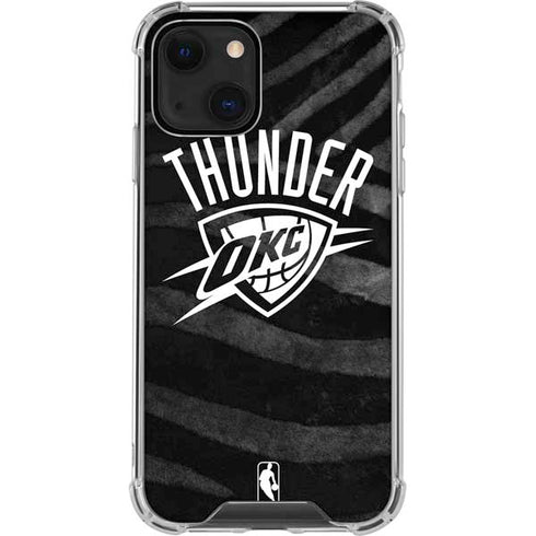 NBA Oklahoma City Thunder Black Animal Print iPhone 13 Mini Clear Case