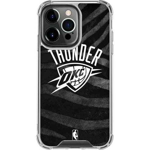 NBA Oklahoma City Thunder Black Animal Print iPhone 14 Pro Clear Case