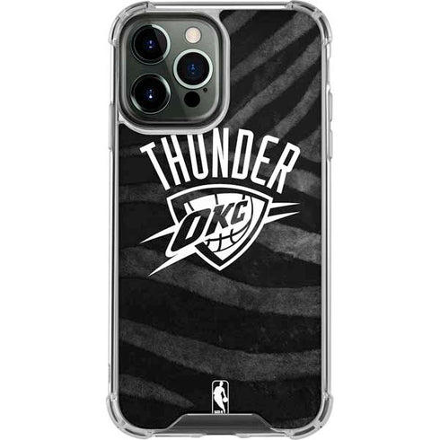 NBA Oklahoma City Thunder Black Animal Print iPhone 14 Pro Max Clear Case