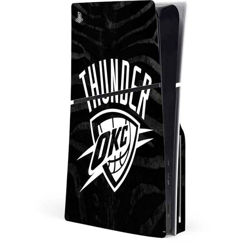 NBA Oklahoma City Thunder Black Animal Print PS5 Slim Disk Console Skin
