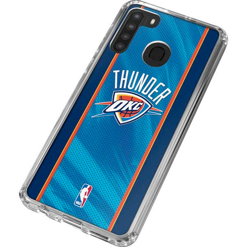 NBA Oklahoma City Thunder Blue Jersey Galaxy A21 Clear Case