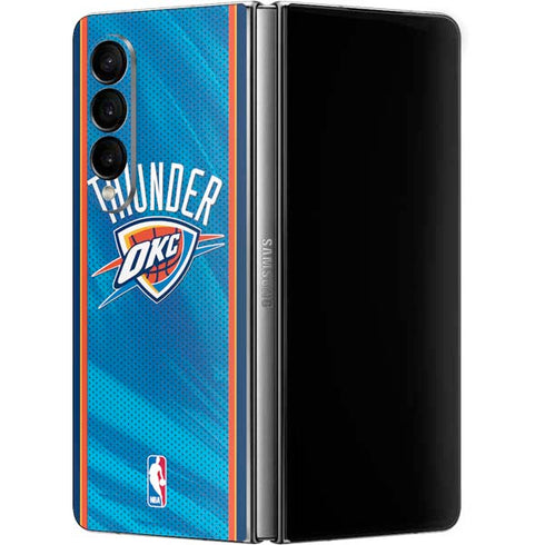 NBA Oklahoma City Thunder Blue Jersey Galaxy Z Fold4 5G Skin