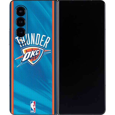 NBA Oklahoma City Thunder Blue Jersey Galaxy Z Fold4 5G Skin