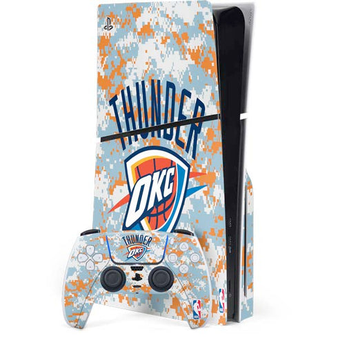 NBA Oklahoma City Thunder Digi Camo PS5 Slim Disk Bundle Skin