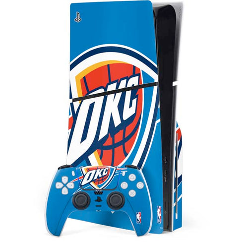 NBA Oklahoma City Thunder Large Logo PS5 Slim Disk Bundle Skin