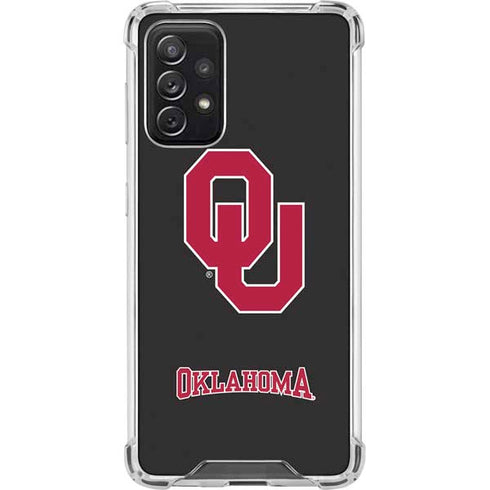 University of Oklahoma Sooners Black Galaxy A72 5G Clear Case