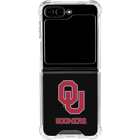 University of Oklahoma Sooners Black Galaxy Z Flip5 5G Clear Case