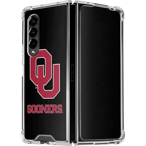 University of Oklahoma Sooners Black Galaxy Z Fold4 5G Clear Case