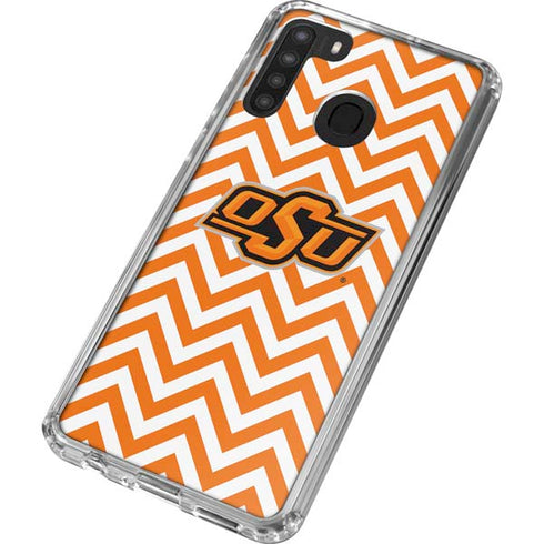 Oklahoma State University Chevron Print Galaxy A21 Clear Case