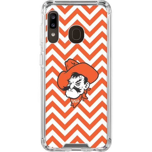 Oklahoma State University Chevron Print Galaxy A30 Clear Case