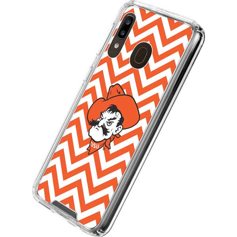 Oklahoma State University Chevron Print Galaxy A30 Clear Case