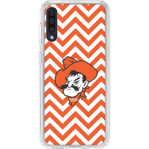 Oklahoma State University Chevron Print Galaxy A50 Clear Case