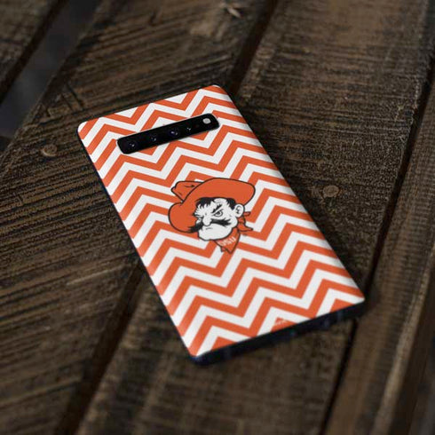 Oklahoma State University Chevron Print Galaxy S10 Plus Skin