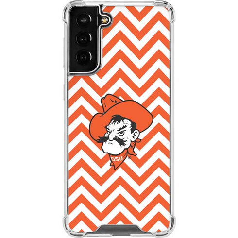 Oklahoma State University Chevron Print Galaxy S21 FE Clear Case
