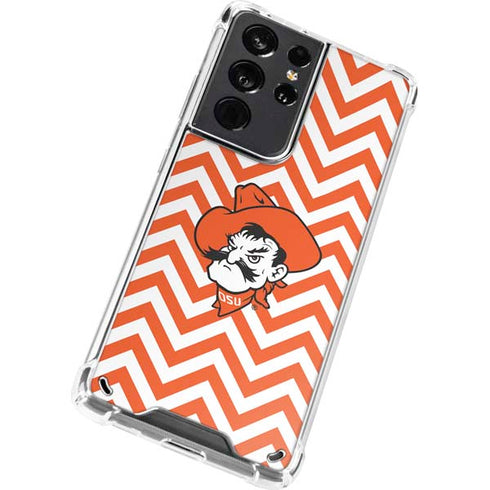 Oklahoma State University Chevron Print Galaxy S21 Ultra 5G Clear Case