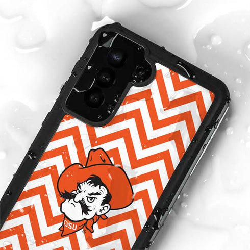 Oklahoma State University Chevron Print Galaxy S23 Plus Waterproof Case