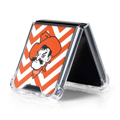Oklahoma State University Chevron Print Galaxy Z Flip5 5G Clear Case