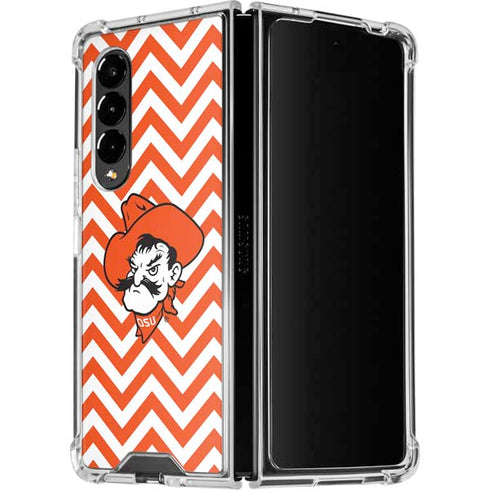 Oklahoma State University Chevron Print Galaxy Z Fold4 5G Clear Case