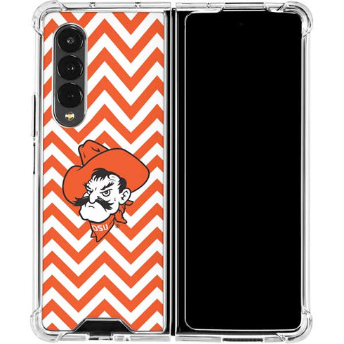 Oklahoma State University Chevron Print Galaxy Z Fold4 5G Clear Case
