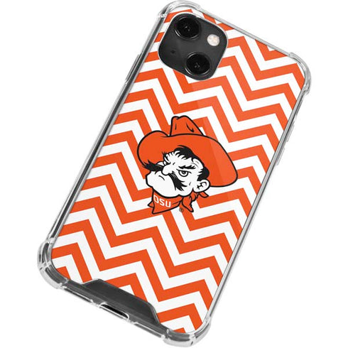 Oklahoma State University Chevron Print iPhone 14 Plus Clear Case