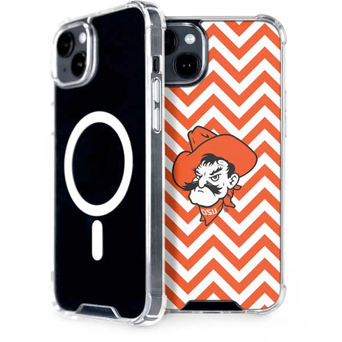 Oklahoma State University Chevron Print iPhone 15 Plus MagSafe Case