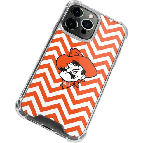 Oklahoma State University Chevron Print iPhone 14 Pro Clear Case