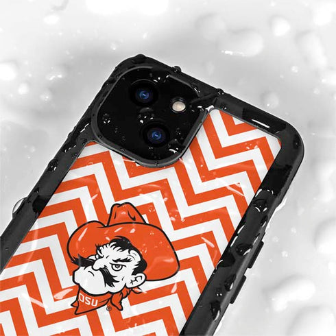 Oklahoma State University Chevron Print iPhone 15 Plus Waterproof Case