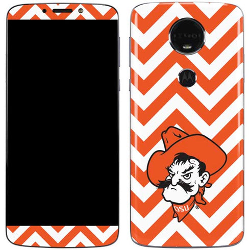 Oklahoma State University Chevron Print Moto E5 Plus Skin