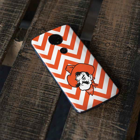 Oklahoma State University Chevron Print Moto E5 Plus Skin