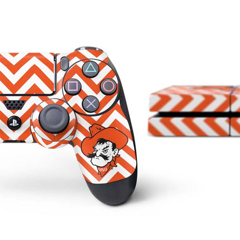Oklahoma State University Chevron Print PS4 Console and Controller Bundle Skin