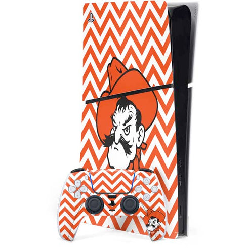 Oklahoma State University Chevron Print PS5 Slim Digital Edition Bundle Skin