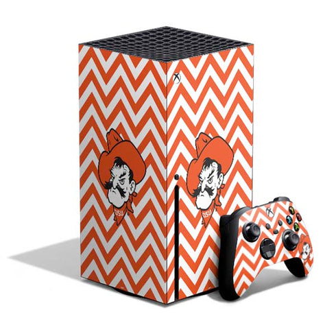 Oklahoma State University Chevron Print Xbox Series X Bundle Skin