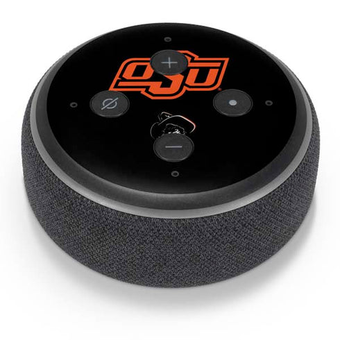 Oklahoma State University OSU on Black Amazon Echo Dot Skin