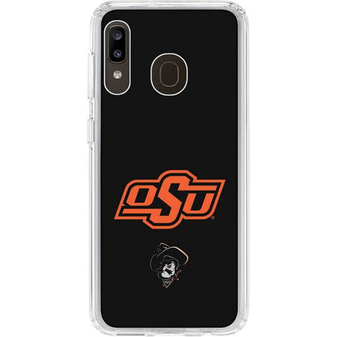 Oklahoma State University OSU on Black Galaxy A20 Clear Case