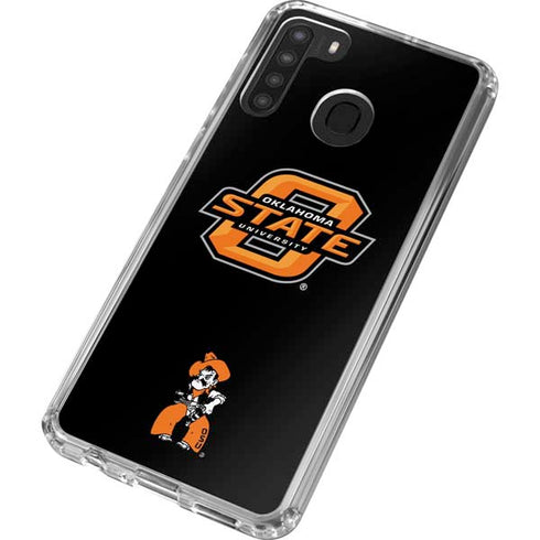 Oklahoma State University OSU on Black Galaxy A21 Clear Case
