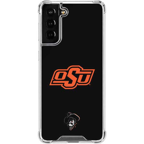 Oklahoma State University OSU on Black Galaxy S21 FE Clear Case