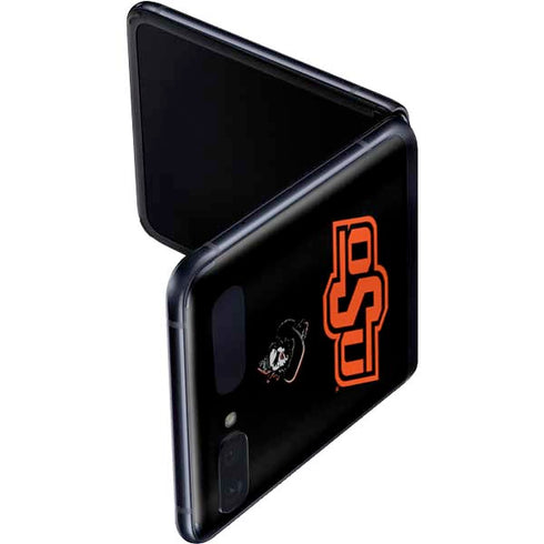 Oklahoma State University OSU on Black Galaxy Z Flip Skin