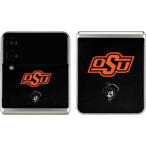 Oklahoma State University OSU on Black Galaxy Z Flip3 5G Skin
