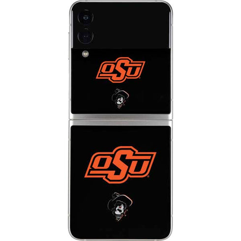 Oklahoma State University OSU on Black Galaxy Z Flip3 5G Skin