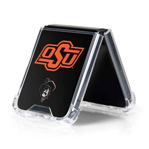 Oklahoma State University OSU on Black Galaxy Z Flip5 5G Clear Case
