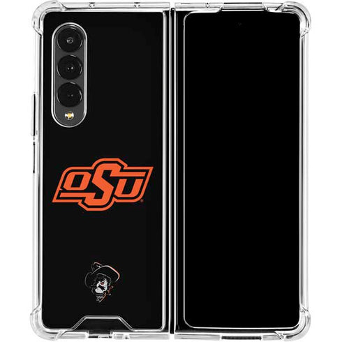 Oklahoma State University OSU on Black Galaxy Z Fold4 5G Clear Case