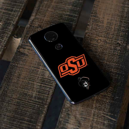 Oklahoma State University OSU on Black Moto E5 Plus Skin