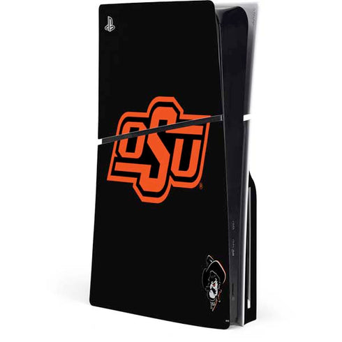 Oklahoma State University OSU on Black PS5 Slim Disk Console Skin