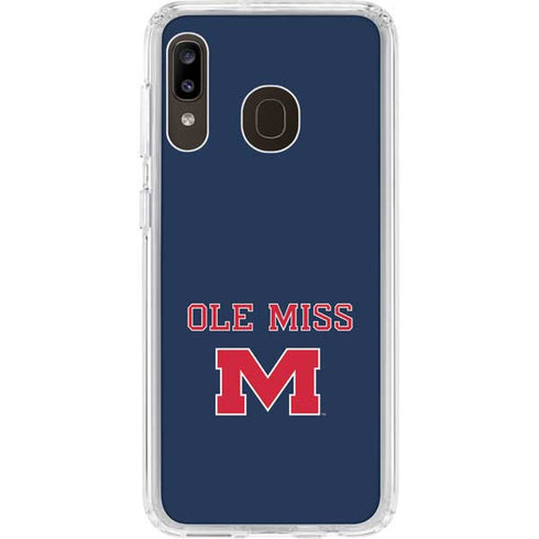 University of Mississippi Ole Miss Blue Galaxy A20 Clear Case