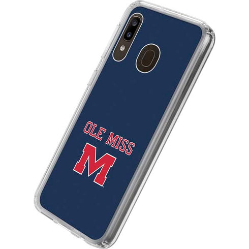 University of Mississippi Ole Miss Blue Galaxy A20 Clear Case