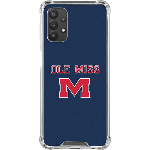 University of Mississippi Ole Miss Blue Galaxy A32 5G Clear Case