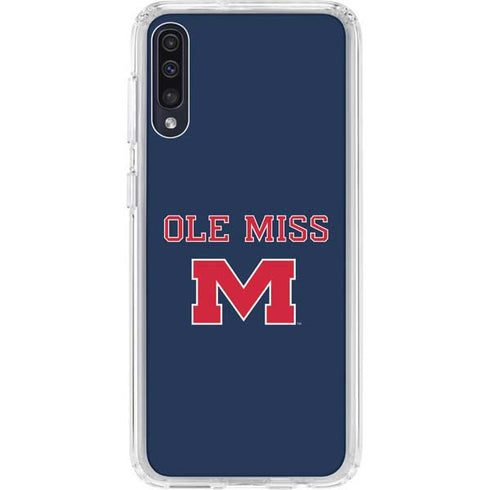 University of Mississippi Ole Miss Blue Galaxy A50 Clear Case