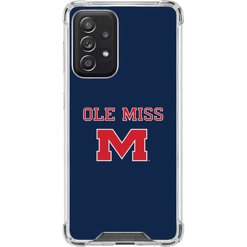 University of Mississippi Ole Miss Blue Galaxy A52 5G Clear Case