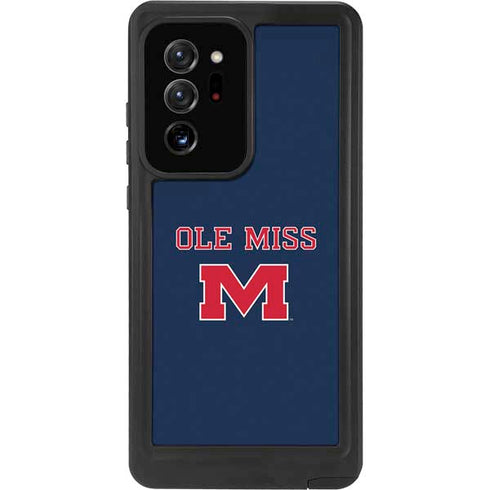 University of Mississippi Ole Miss Blue Galaxy Note20 Ultra 5G Waterproof Case